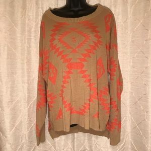 Ashley Stewart Orange & Tan pattern Sweater 133606